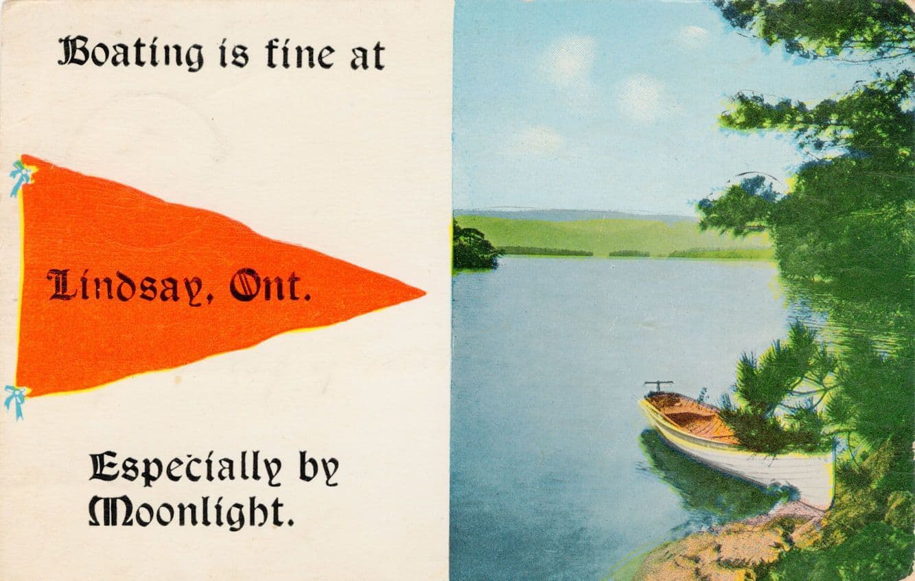 Boating Is Fine At Lindsay Ontario Moonlight Old Canada Postcard