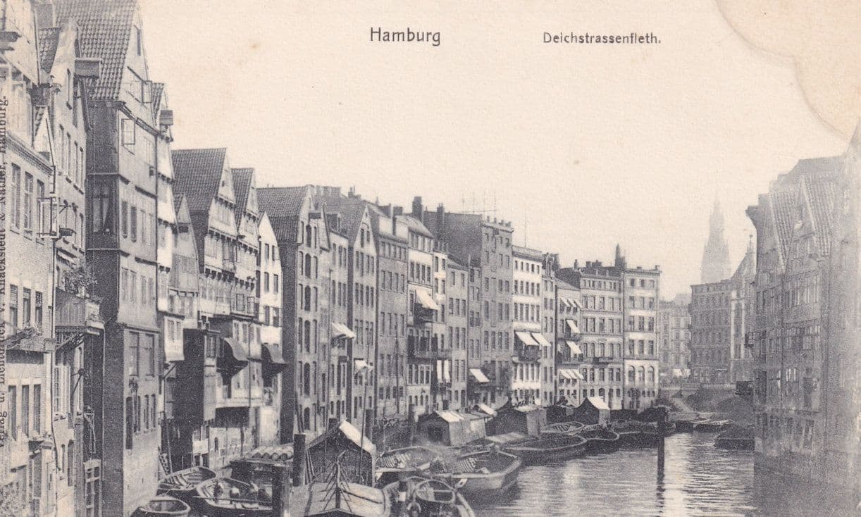 Boats on DeichstraÔøΩe Deichstrasse Hamburg Oldest Ever Street German Postcard