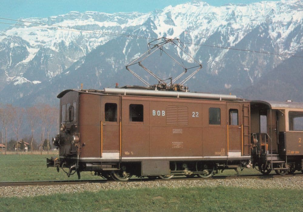 BOB Berner Oberland Railways 3/3 22 Swiss Rack Train Postcard