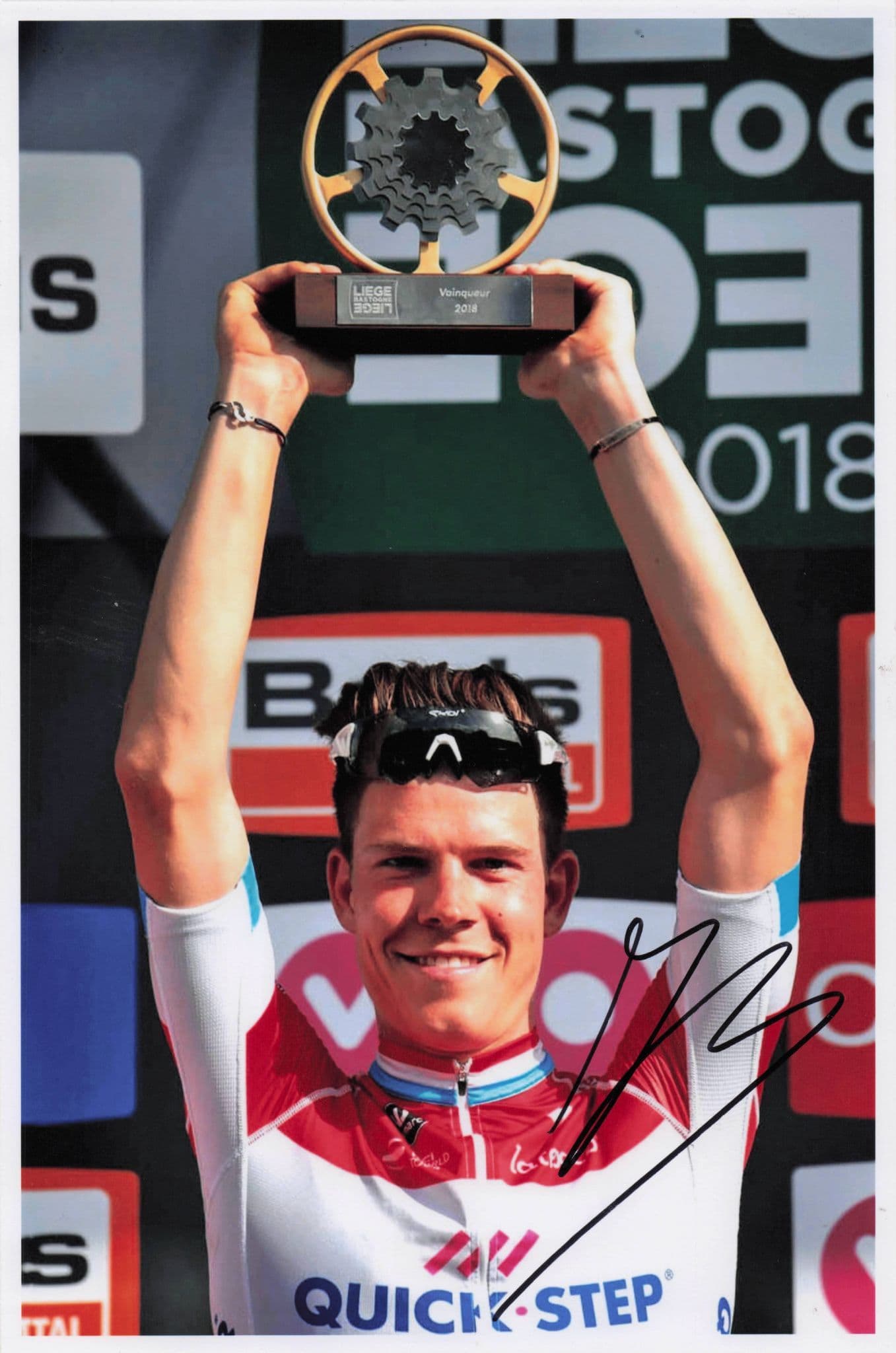 Bob Jungles Luxembourg Cyclist 2018 Liege Race Trophy 12x8 Hand Signed Photo