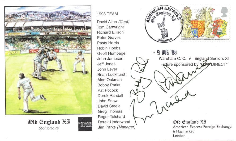 Bobby Parks Roger Tolchard TRIPLE Cricket Hand Signed FDC