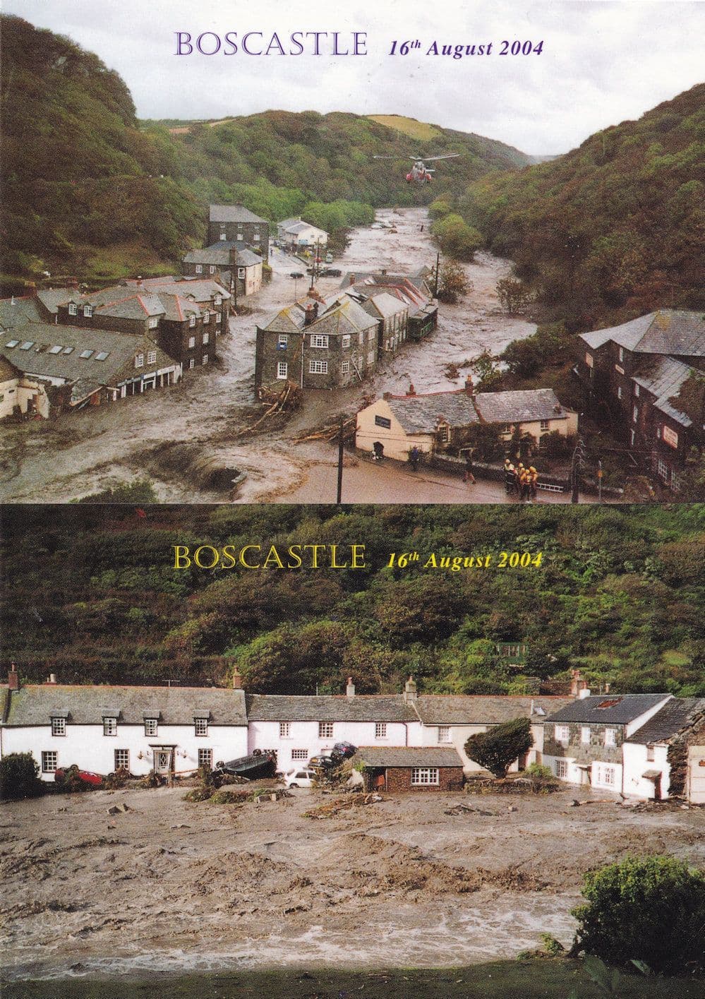 Bocastle Pottery Devon Flood Disaster 2004 2x Rare Postcard s