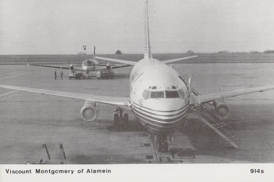 Boeing 737 Plane Viscount Montgomery Of Alamein East Midlands Airport Postcard