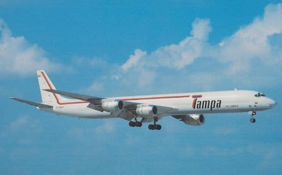 Boeing Douglas DC-8-71F Plane Tampa Columbia Airways at Miami Airport Postcard