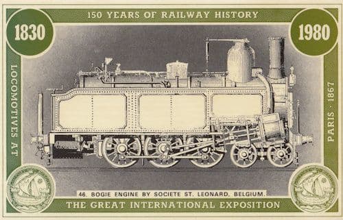 Bogie Engine St Leonard Belgium Train Paris Exposition Postcard