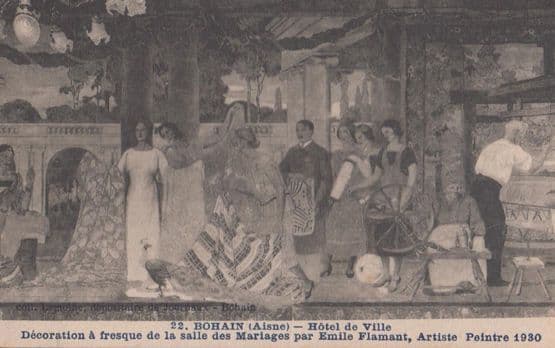 Bohain Hotel De Ville Marriage Decorations Mural Antique Wedding French Postcard