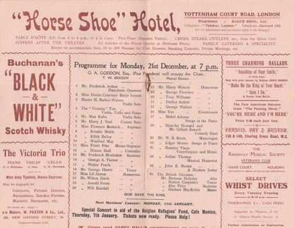 Bohemian Musical Tottenham Court Road Pub London WW1 War Theatre Programme