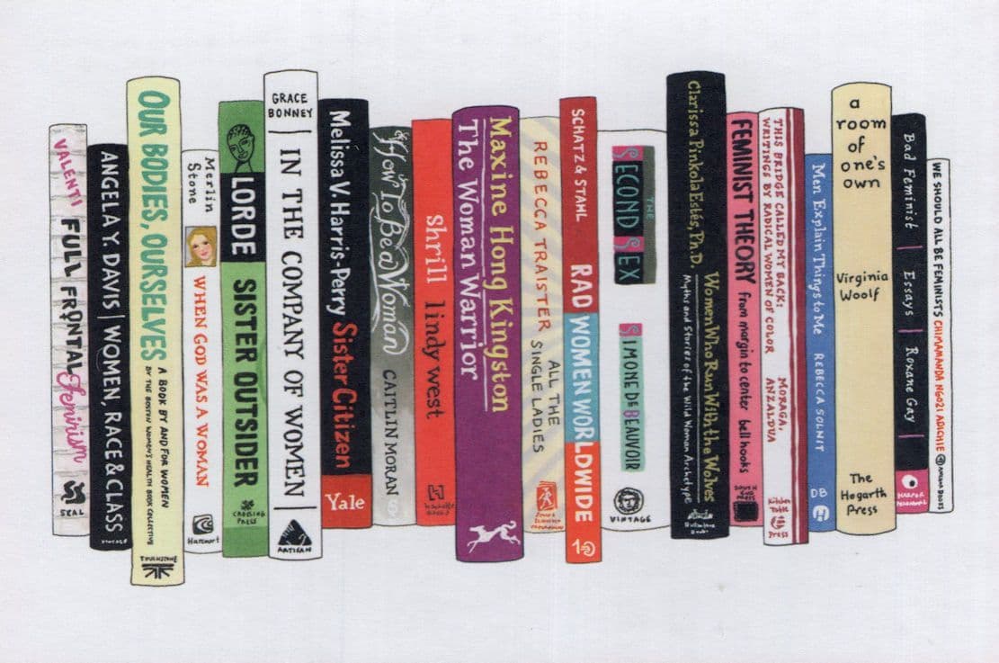 Bookshelf Feminism Feminist Womens Rights Book Collection Painting Postcard