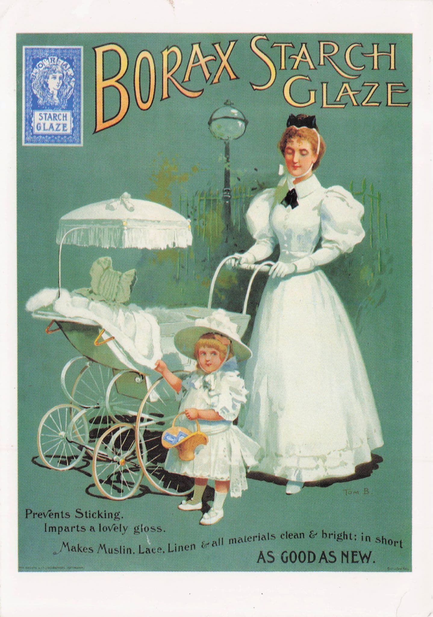 Borax Starch Glaze Old Laundry Fabric Advertising Postcard