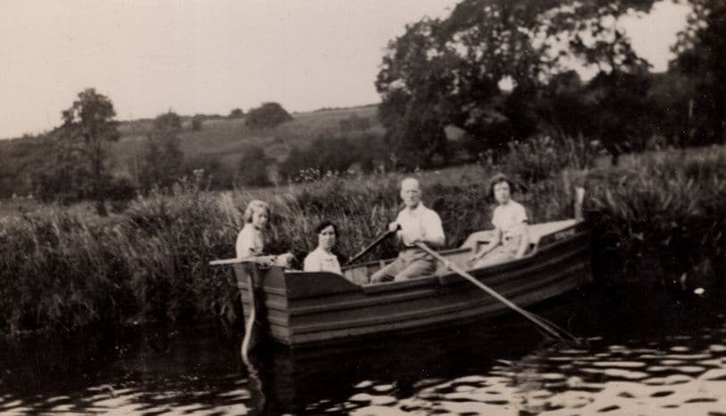 Bored Rowing On A Boat Sailing Antique Real Photo Postcard