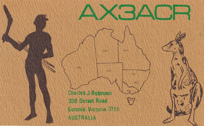 Boronia Victoria Amateur Radio Australian Map 1970s QSL Card