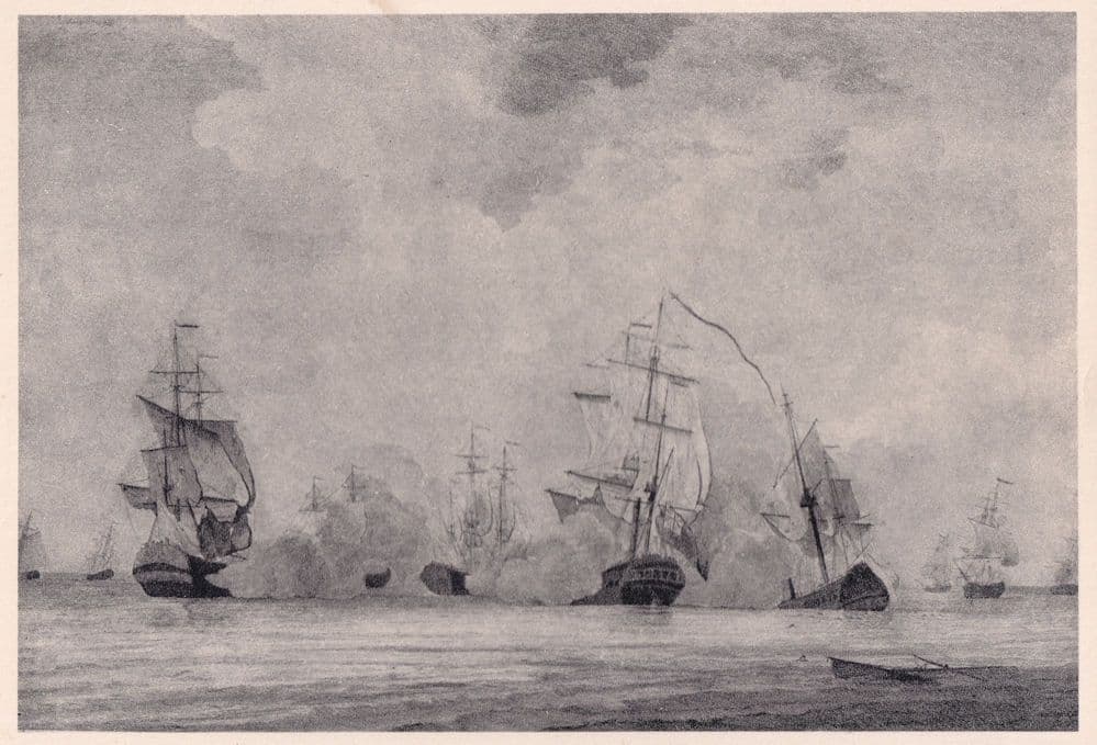 Boscawan Ship at Marinique France 1745 Painting Postcard