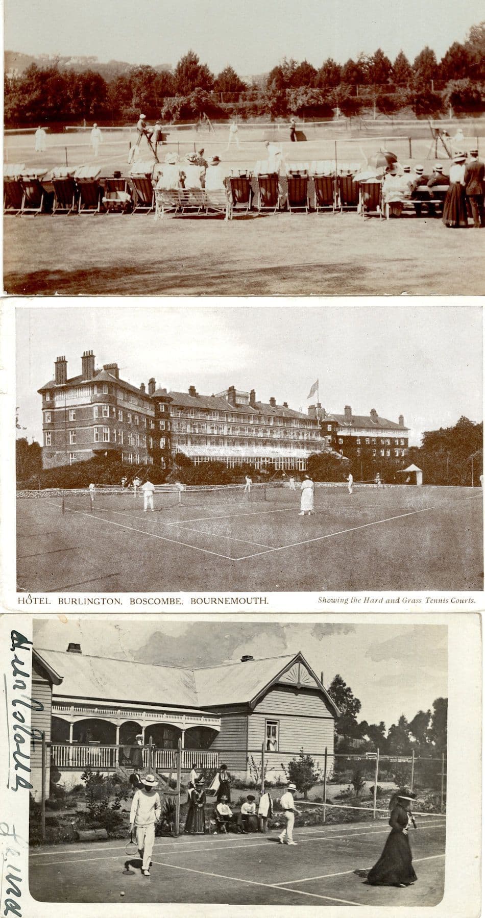 Boscombe Bournemouth Hotel Tennis 3x Old Postcard s