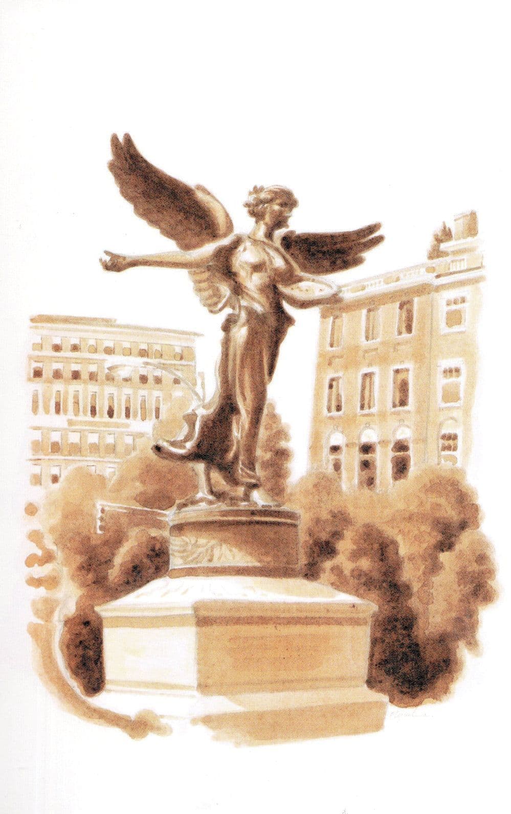 Boston Public Garden Massachusetts Stunning Sketch Painting Postcard