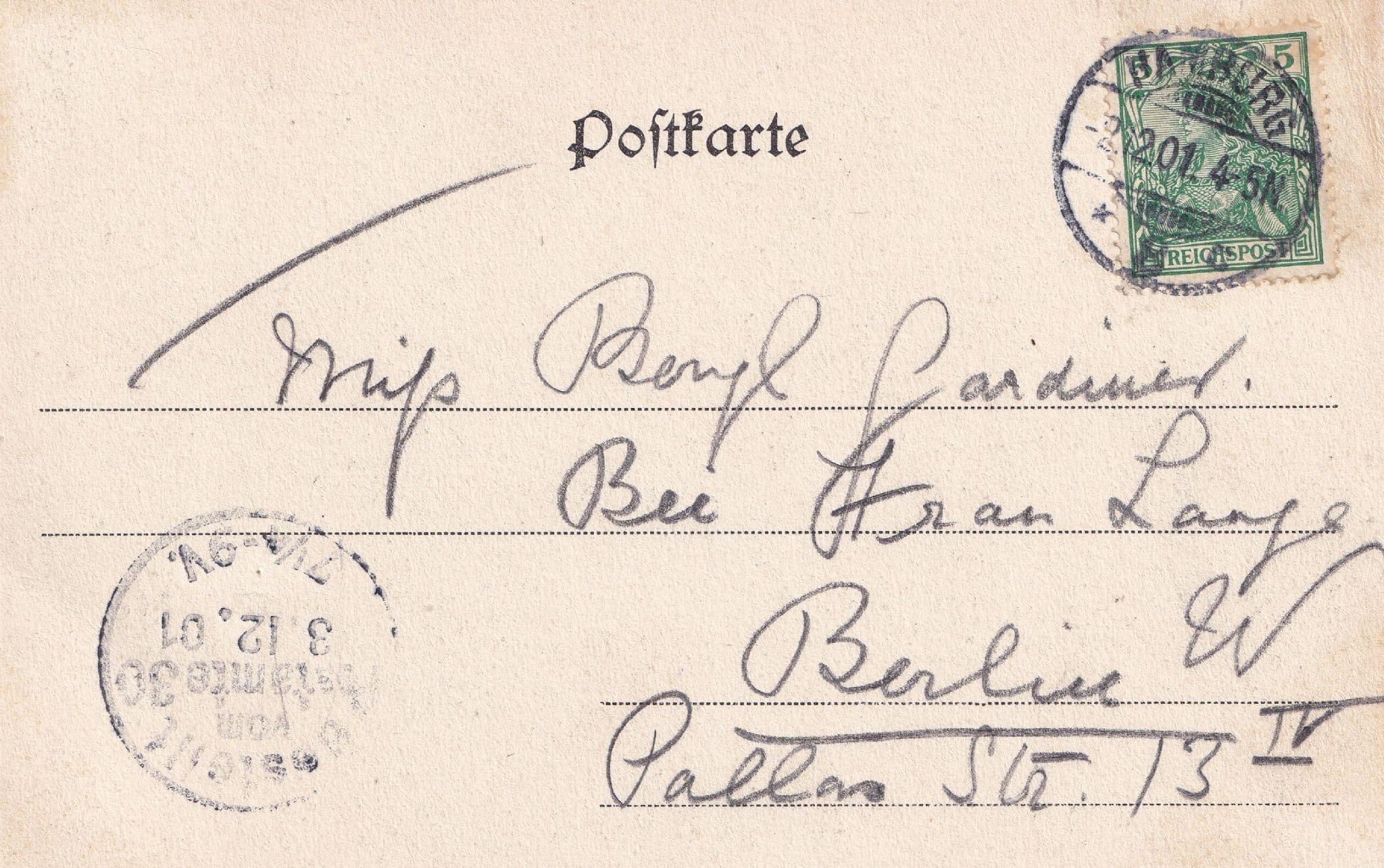 Botanischer Gardens Germany Hamburg 1901 Surely First Ever Postcard