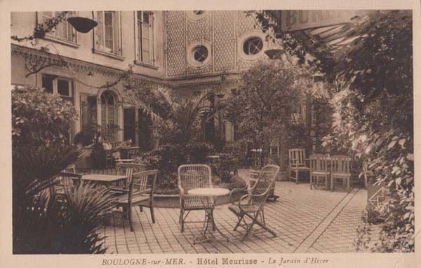 Boulogne Hotel Meurisse Garden Jardin French France Antique Postcard