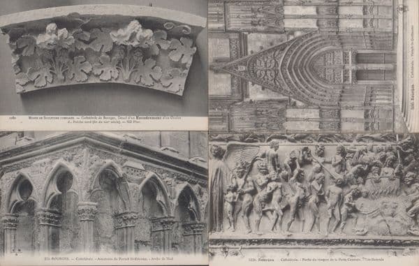 Bourges Cathedrale Porte St Guillaume Les Damnes Sculpture 4x French Postcard