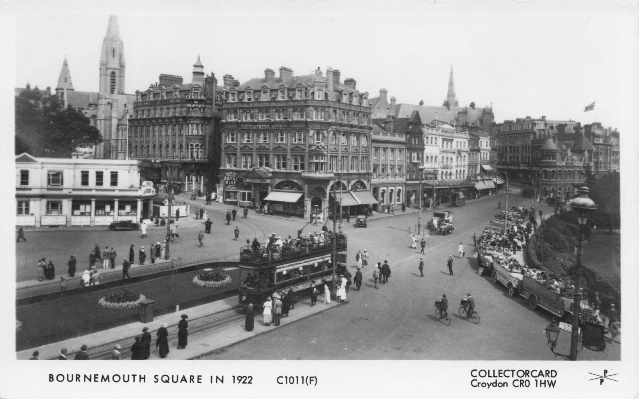 Bournemouth Square in 1922 Old Bus Trams Photo Postcard