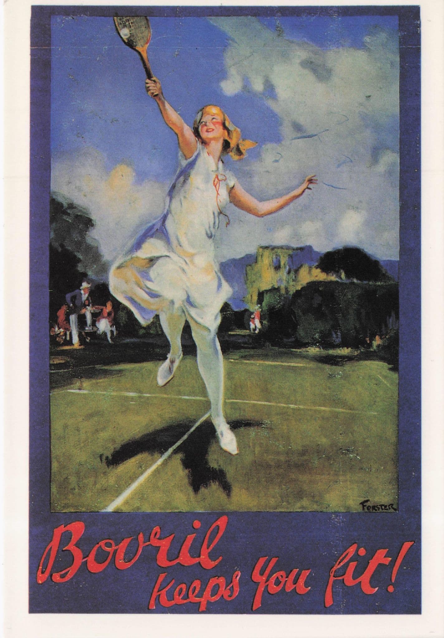 Bovril Keeps You Tennis Fit Ladies Sports Advertising Poster Postcard