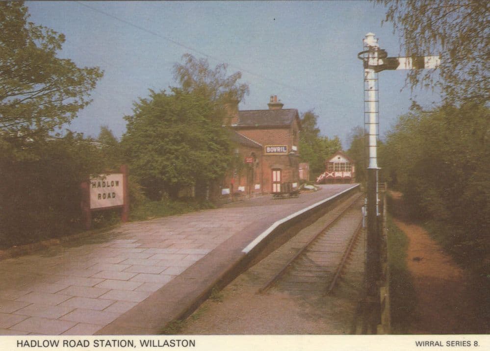 Bovril Sign At Hadlow Road Railway Station Cheshire Postcard