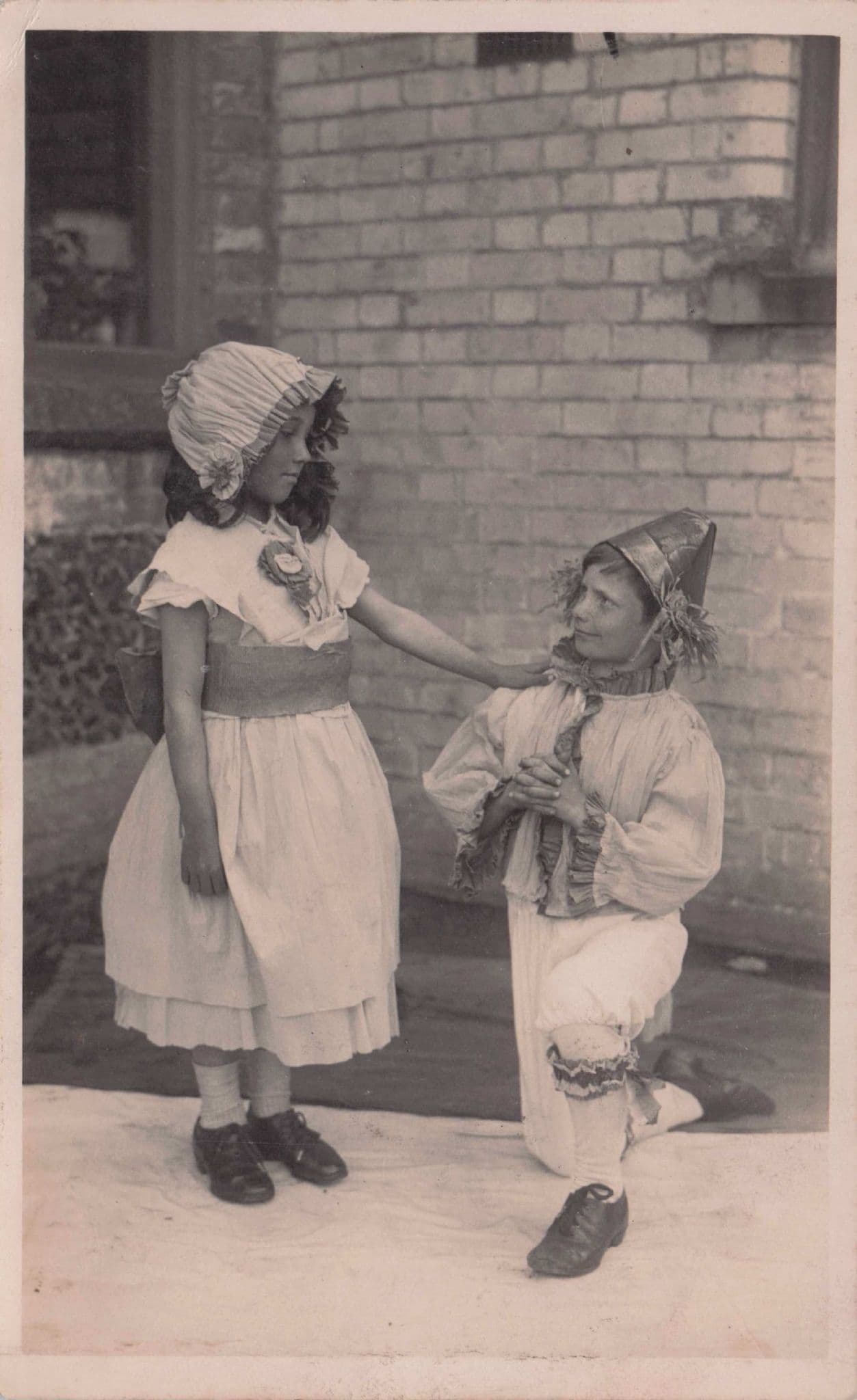 Boy Proposing To Girl Fancy Dress Hats Silly Socks Old Postcard