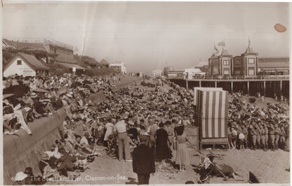 Boy Scouts at Punch & Judy Show at Clacton On Sea Essex Old RPC Worn Postcard