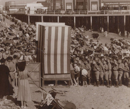 Boy Scouts at Punch & Judy Show at Clacton On Sea Essex Old RPC Worn Postcard