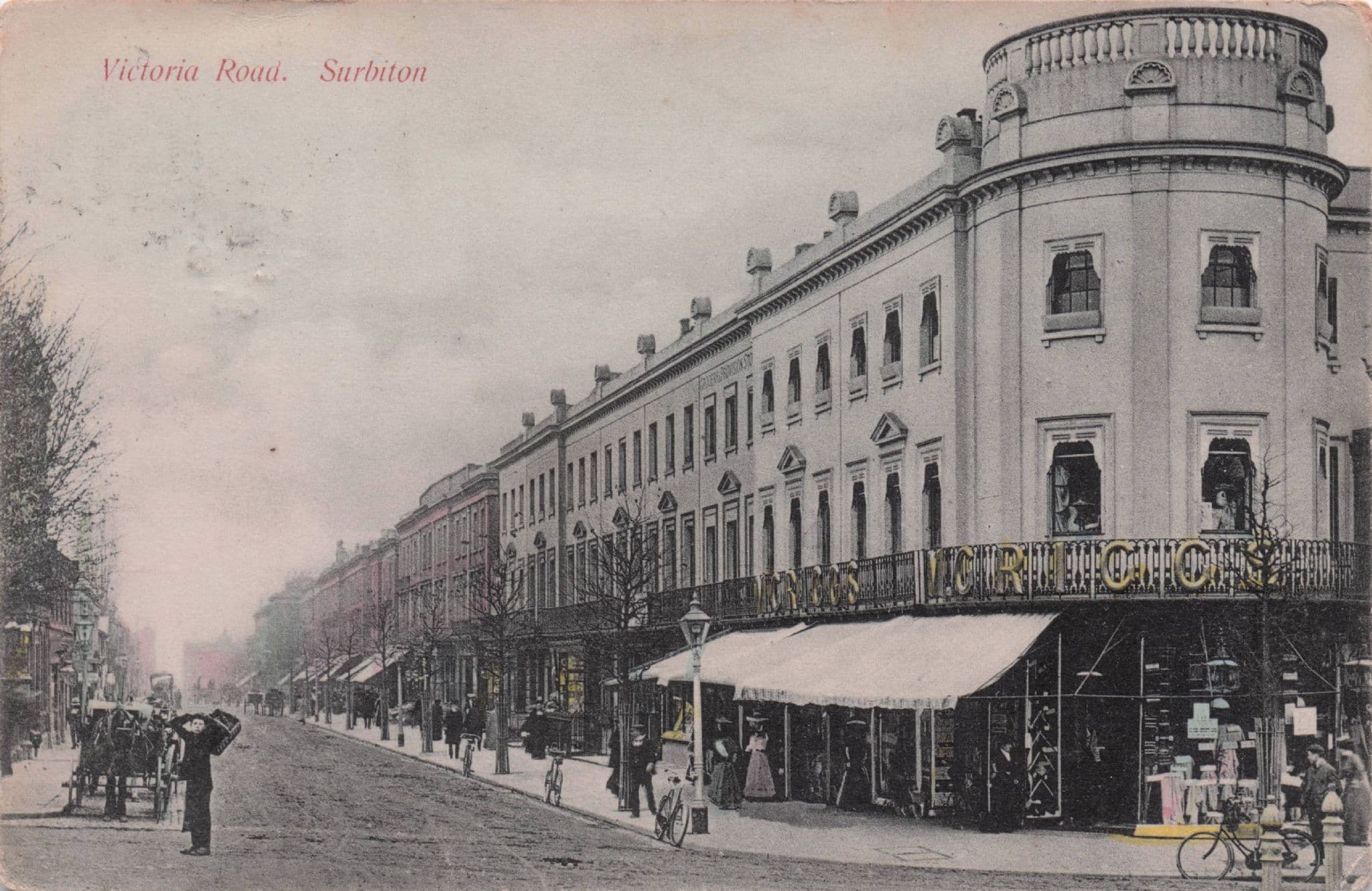 Boy Struggling With Heavy Bag Victoria Road Surbiton Surrey Postcard