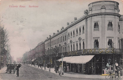 Boy Struggling With Heavy Bag Victoria Road Surbiton Surrey Postcard