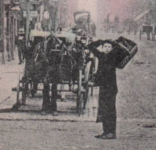 Boy Struggling With Heavy Bag Victoria Road Surbiton Surrey Postcard