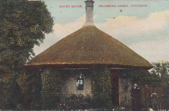 Boy with Antique Bicycle outside Round House Bradmore Green Coulsdon Postcard