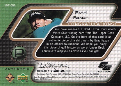 Brad Faxon Golf Gear Player Shirt Swatch Upper Deck Card