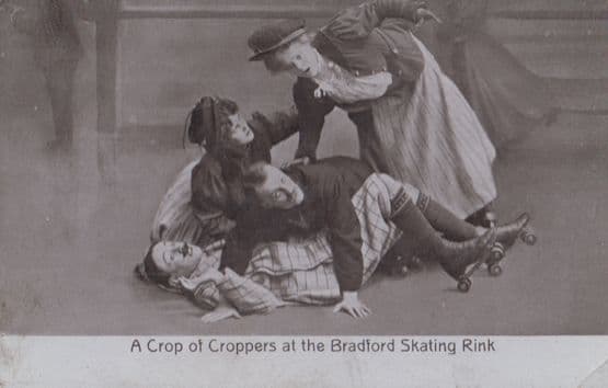Bradford Skating Rink Fallen Over Disaster Antique Real Photo Comic Postcard