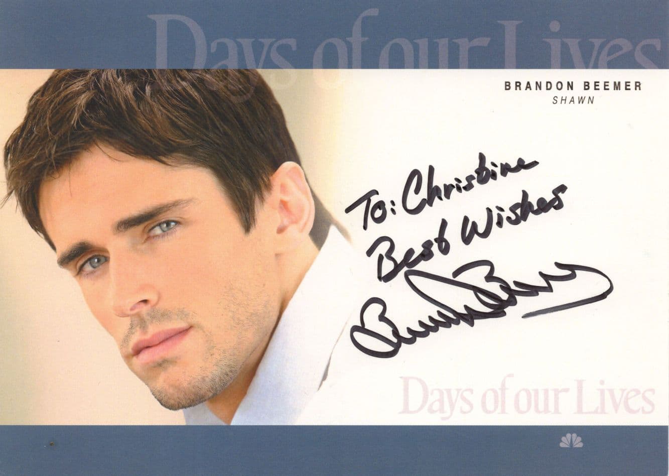 Brandon Beemer Days Of Our Lives Large Hand Signed Photo