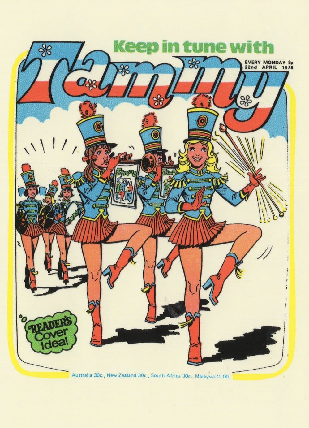 Brass Band Cheerleaders Tammy 1970s Girls Comic Book Postcard