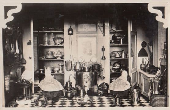 Brass Kitchen Crockery Plates Pottery Maartens Museum Antique RPC Photo Postcard
