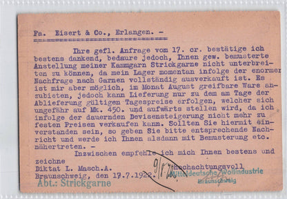 Braunschweig Wool Factory Woolen Industry Germany Old Postcard