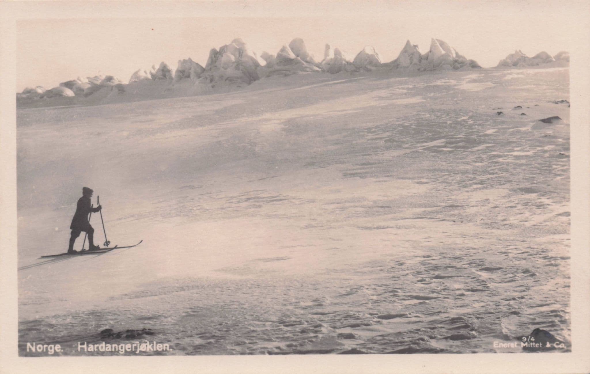 Brave Skier at Hardangerjoklen Norway Antique Skiing Postcard