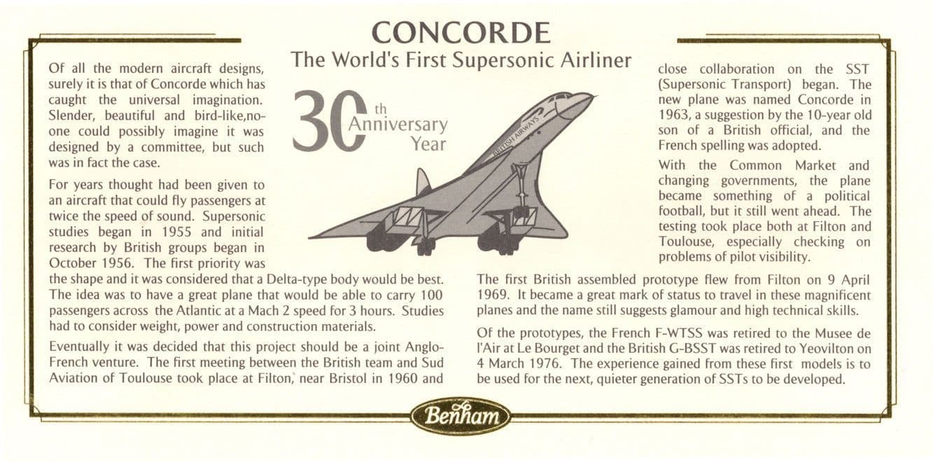 Brian Trubshaw Concorde Benham Millennium Pilot Hand Signed Flown FDC