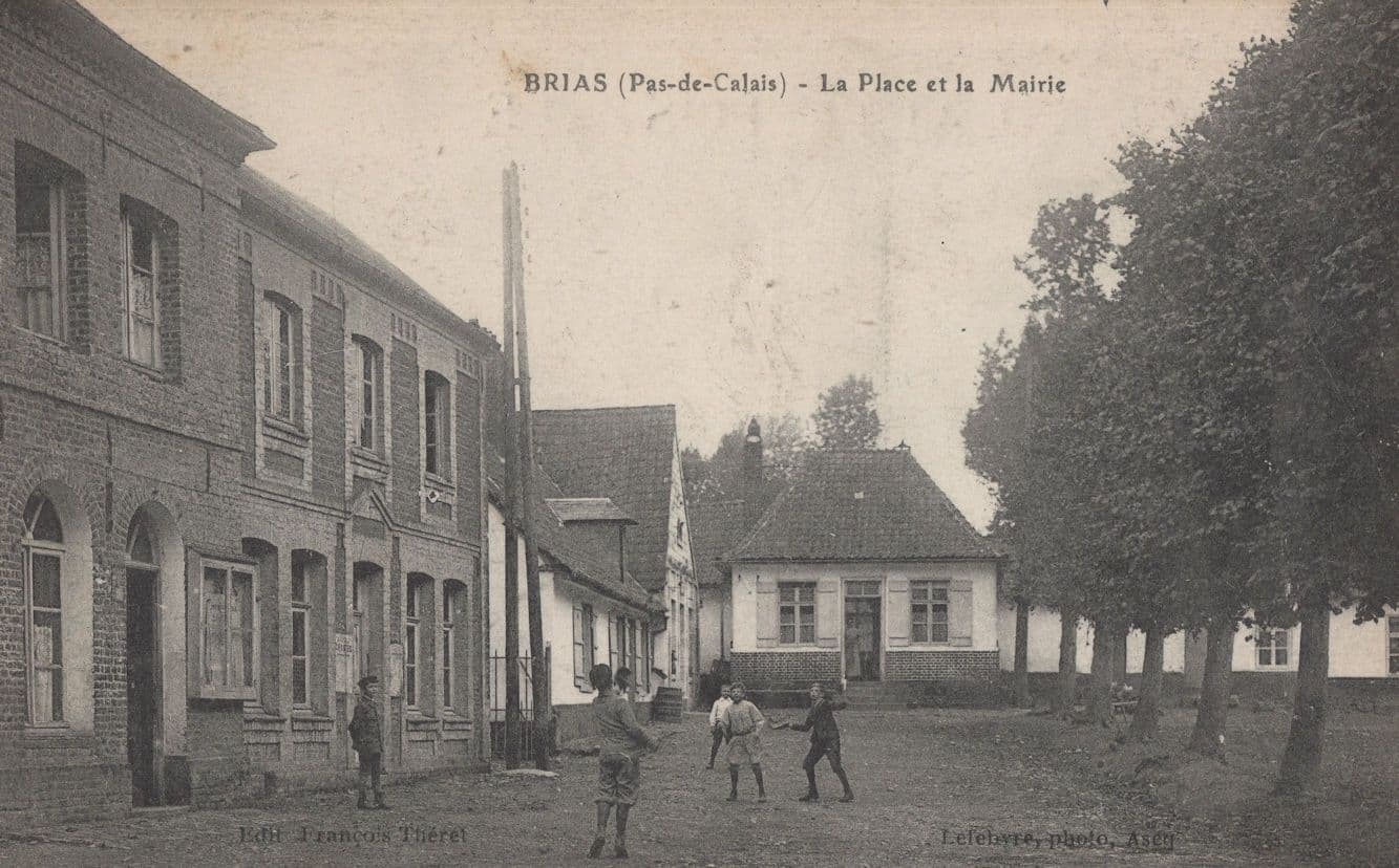 Brias Pas De Calais La Place Et La Mairie French Old Postcard