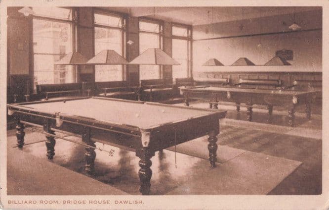 Bridge House Dawlish Devon Billiard Snooker Room Old WW2 Postcard
