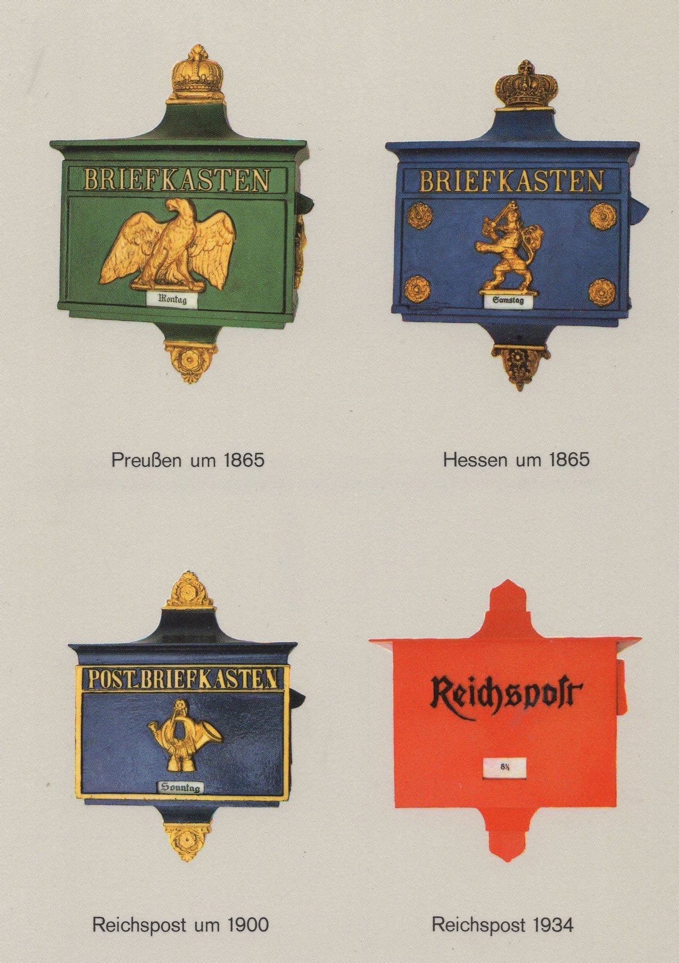 Briefkasten Reichspost Um 1865 1900 & 1934 German Mail Box Postcard