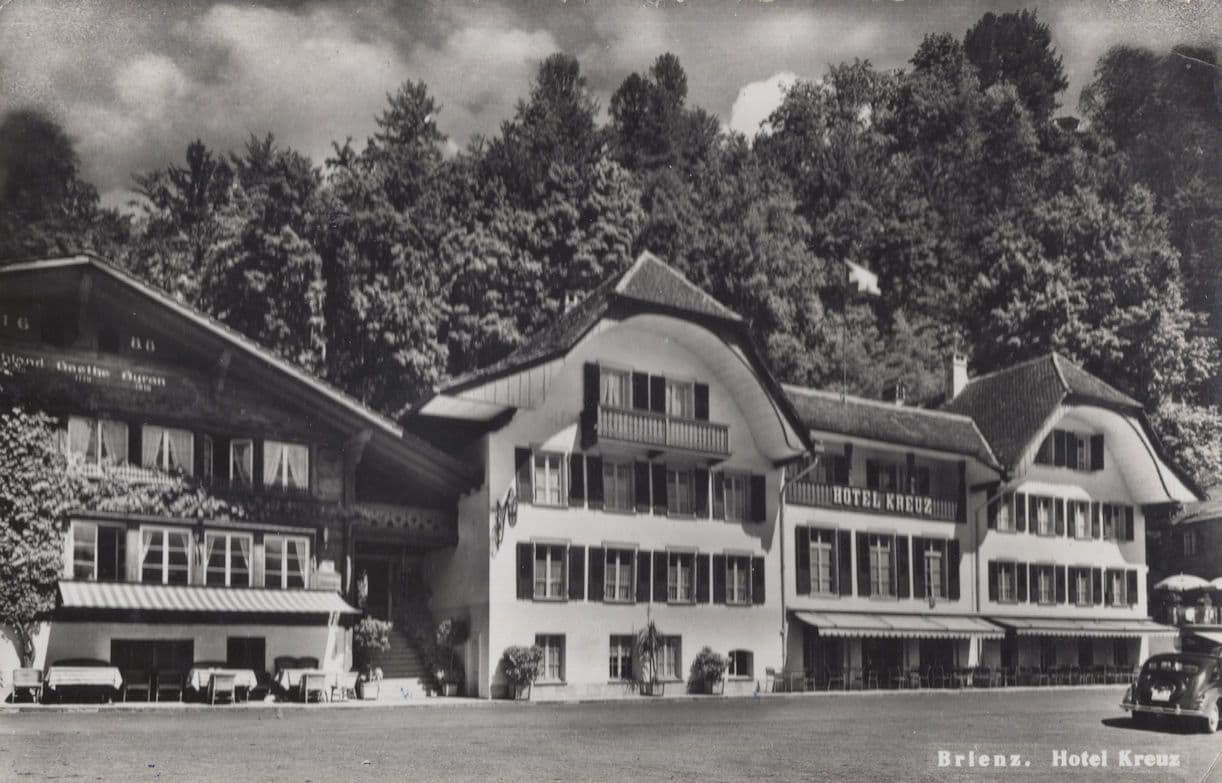 Brienz Hotel Pension Kreuz Switzerland RPC Postcard