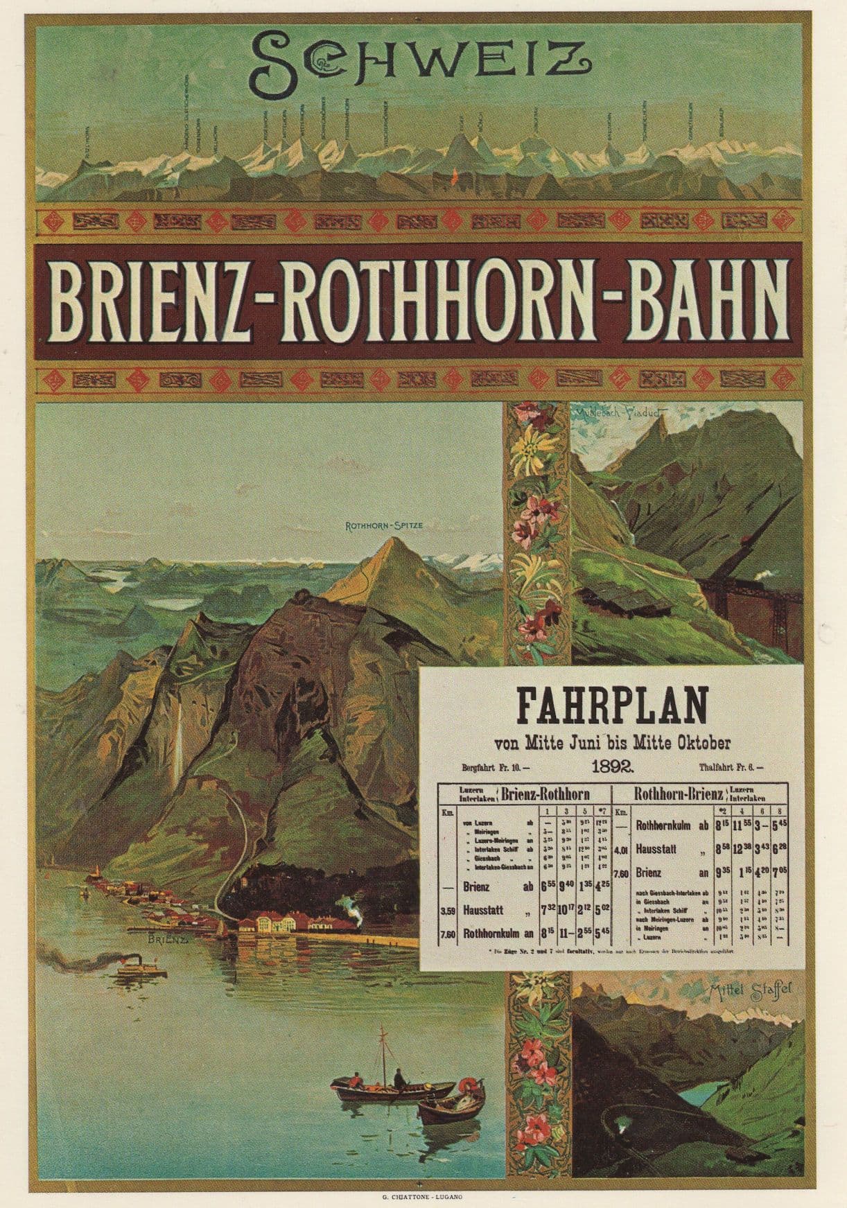 Brienz Rothhorn Bahn Switzerland  BoatsTravel Poster Postcard