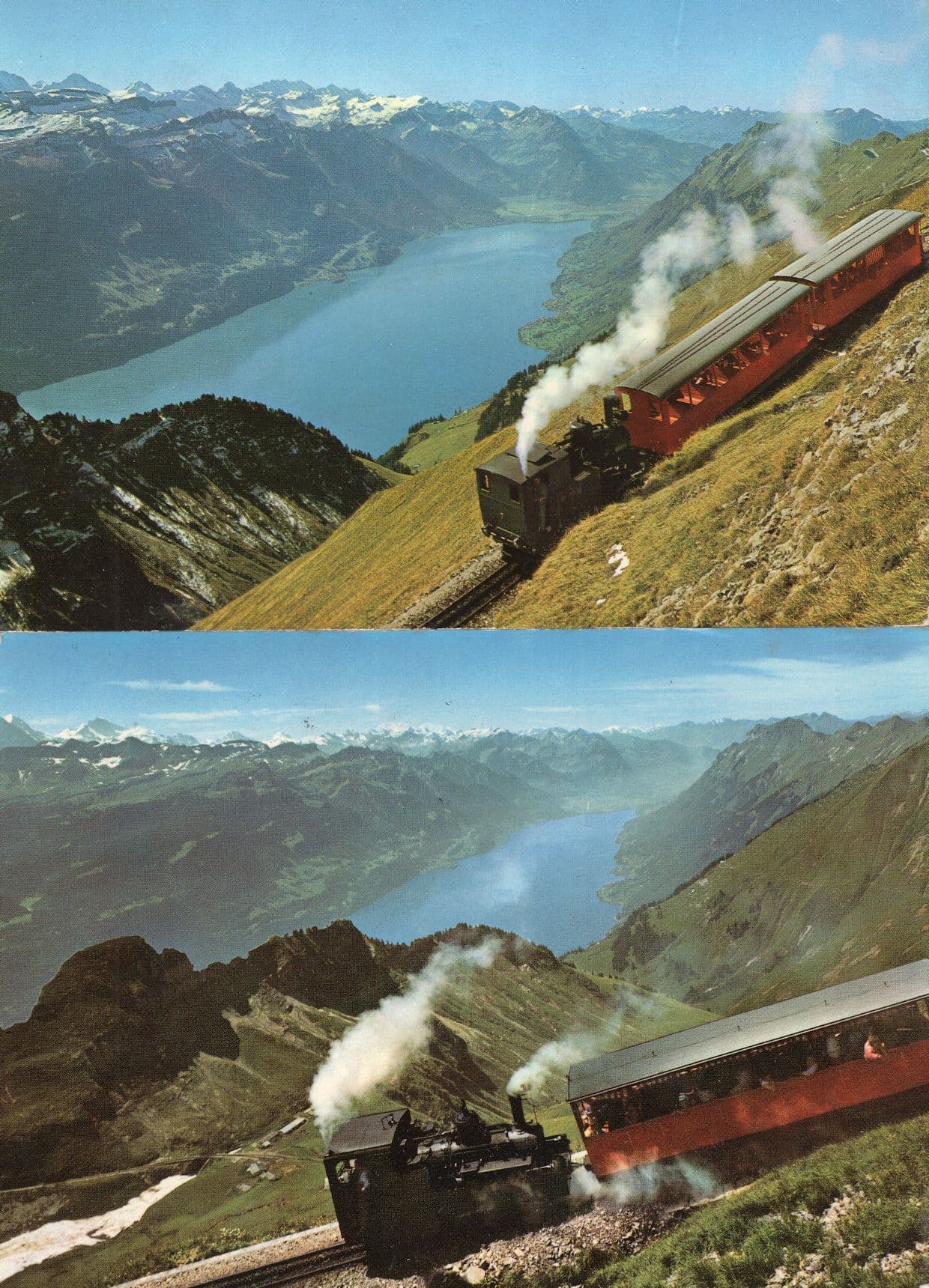 Brienz Rothorn Bahn Swiss Train Hotel Postmark 2x Postcard