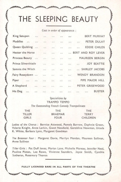 Brighton Hippodrome Sleeping Beauty Pantomime 1955 Theatre Programme