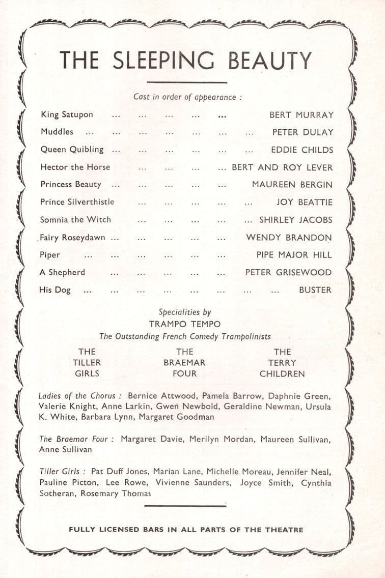 Brighton Hippodrome Sleeping Beauty Pantomime 1955 Theatre Programme