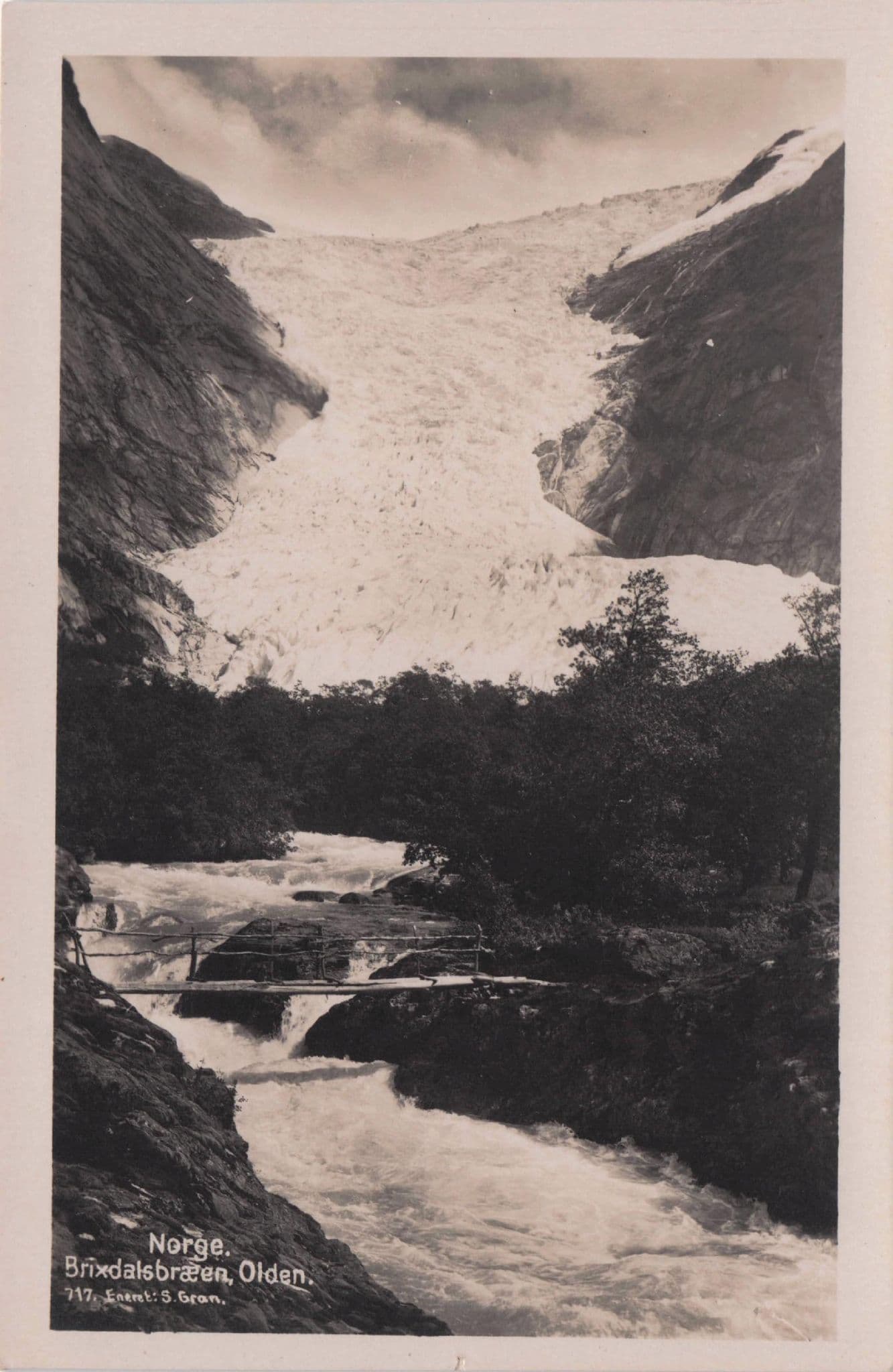 Briksdalsbreen Waterfall Norway Antique Postcard