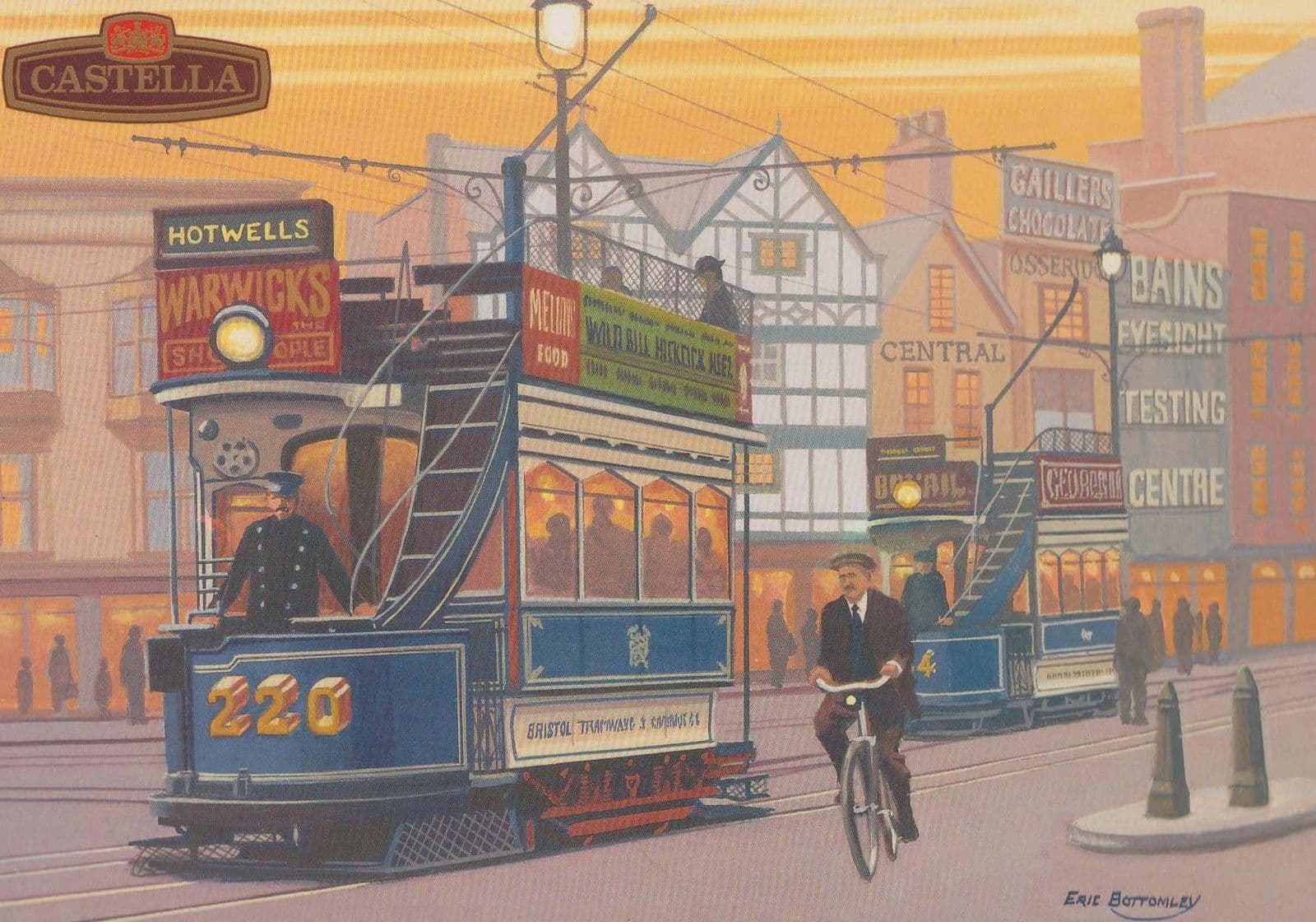 Bristol Tram Castella Cigars Limited Edition Artist Drawn Transport Postcard