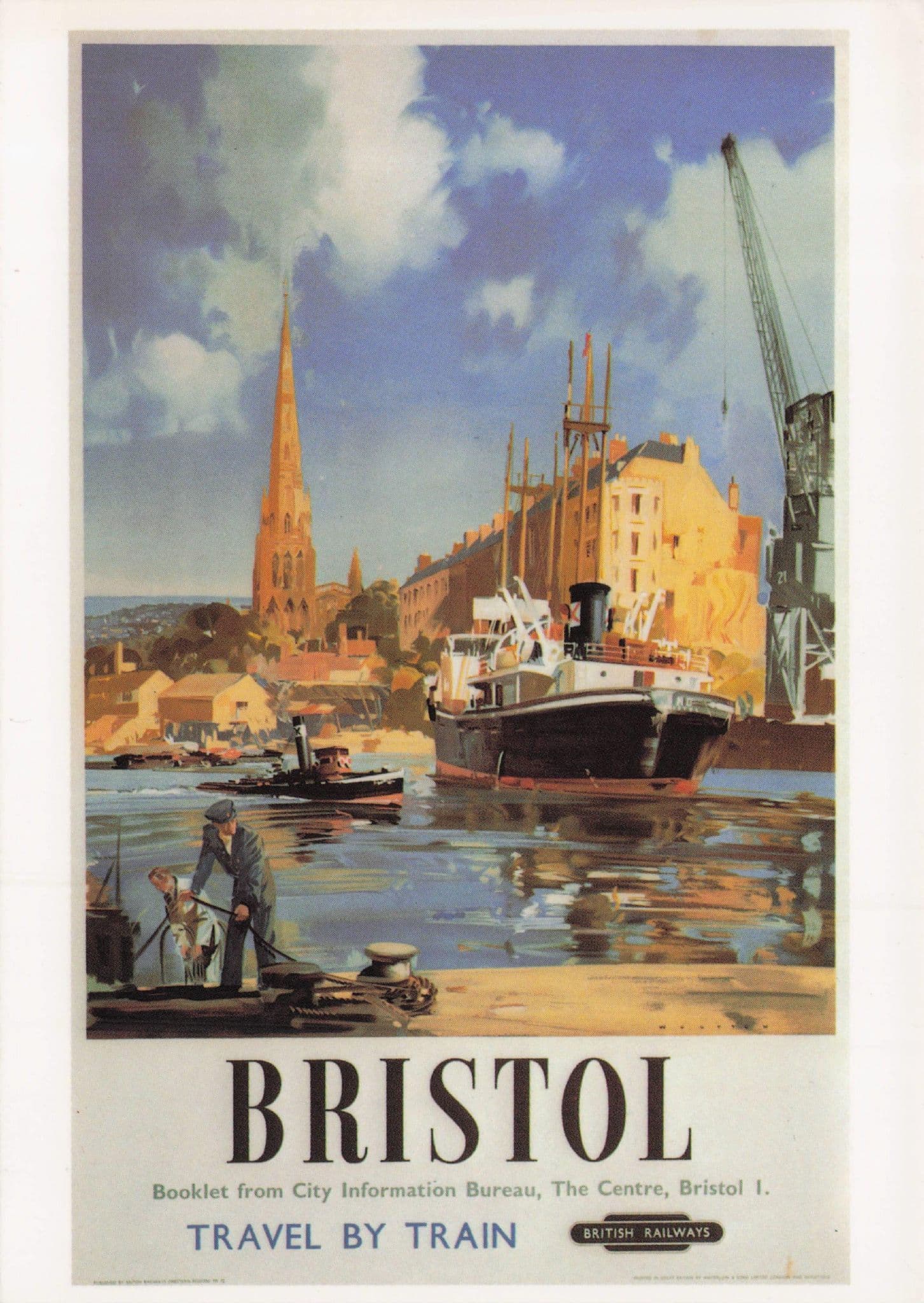 Bristol Travel By Train Advertising Painting Postcard